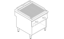 Szeletsütő, lábon álló kivitel, öntöttvas bordázott sütőfelület, dupla, 700-as sorozat