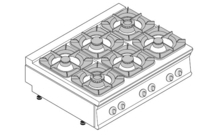 6 égős gáztűzhely, asztali kivitel, 700-as sorozat