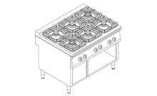 6 égős gáz főzőasztal, 900-as sorozat