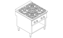 4 égős gáz főzőasztal, 900-as sorozat