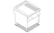 Szeletsütő, lábon álló kivitel, öntöttvas 2/3 sima, 1/3 bordázott sütőfelület, dupla, 900-as sorozat