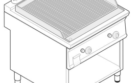 Szeletsütő, lábon álló kivitel, öntöttvas bordázott sütőfelület, dupla, 700-as sorozat