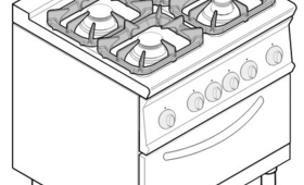 4 égős gáztűzhely, GN 1/1 elektromos sütővel, 700-as sorozat