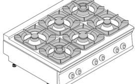 6 égős gáztűzhely, asztali kivitel, 700-as sorozat