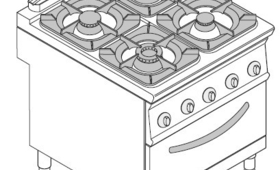 4 égős gáztűzhely, gázüzemű sütővel, 900-as sorozat