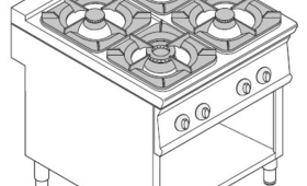 4 égős gáz főzőasztal, 900-as sorozat