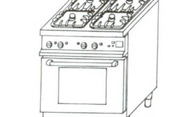 Gáztűzhely, elektromos sütővel, 4 égős