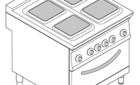 4 zónás elektromos tűzhely, GN 1/1 elektromos sütővel, 900-as sorozat