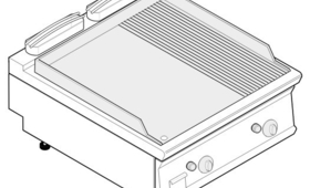 Szeletsütő, asztali kivitel, öntöttvas 2/3 sima, 1/3 bordázott sütőfelület, dupla, 900-as sorozat