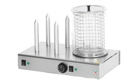 Hot dog sütő, 4 tüskével, virslipárolóval