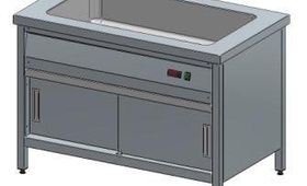 Melegentartó pult, alul nyitott, alsó polc nélkül