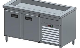 Salátahűtő pult, alul nyitott, lábösszekötővel