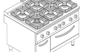 6 égős gáztűzhely, gázüzemű sütővel, 900-as sorozat