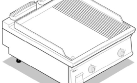 Szeletsütő, asztali kivitel, öntöttvas 2/3 sima, 1/3 bordázott sütőfelület, dupla, 900-as sorozat